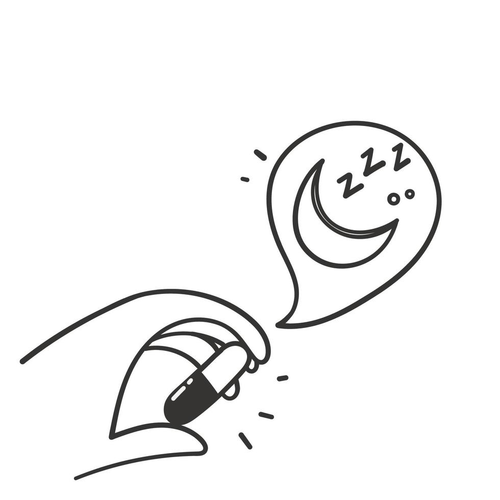 hand drawn doodle sleep pills icon illustration vector