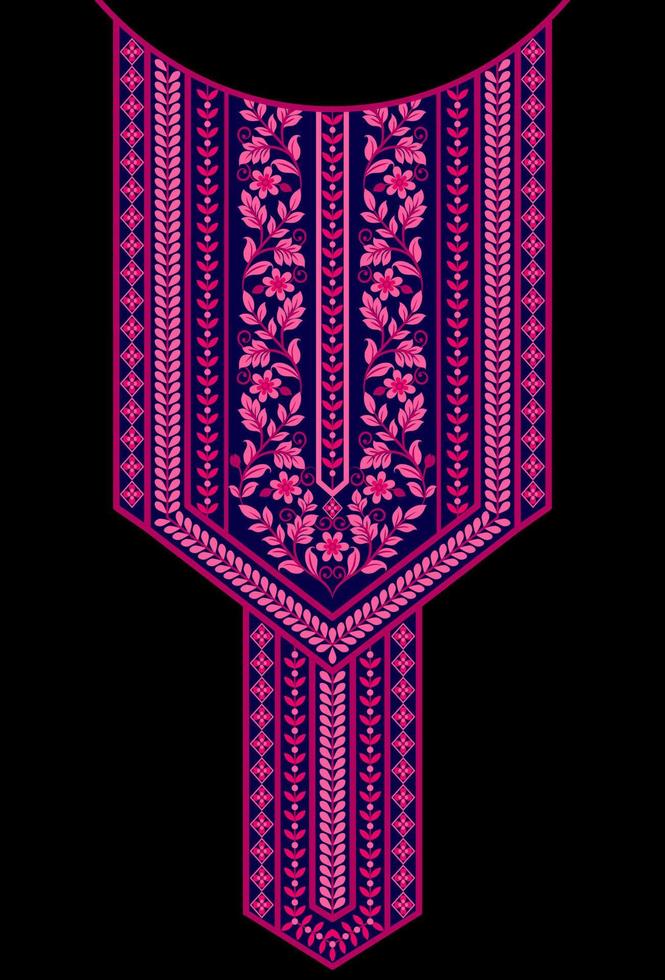 Ethnic Seamless borders and flower ornament, motif draws working illustration flowers and  ornament motif India design elements Neckline pattern or, repeat the floral texture vector