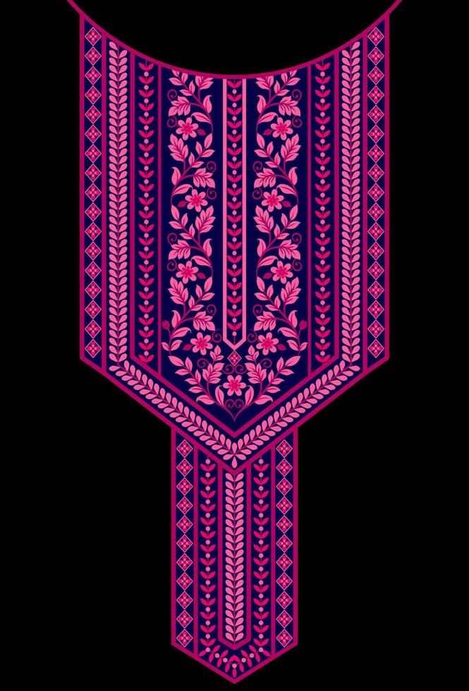 étnico sin costura fronteras y flor ornamento, motivo sorteos trabajando ilustración flores y ornamento motivo India diseño elementos escote modelo o, repetir el floral textura vector