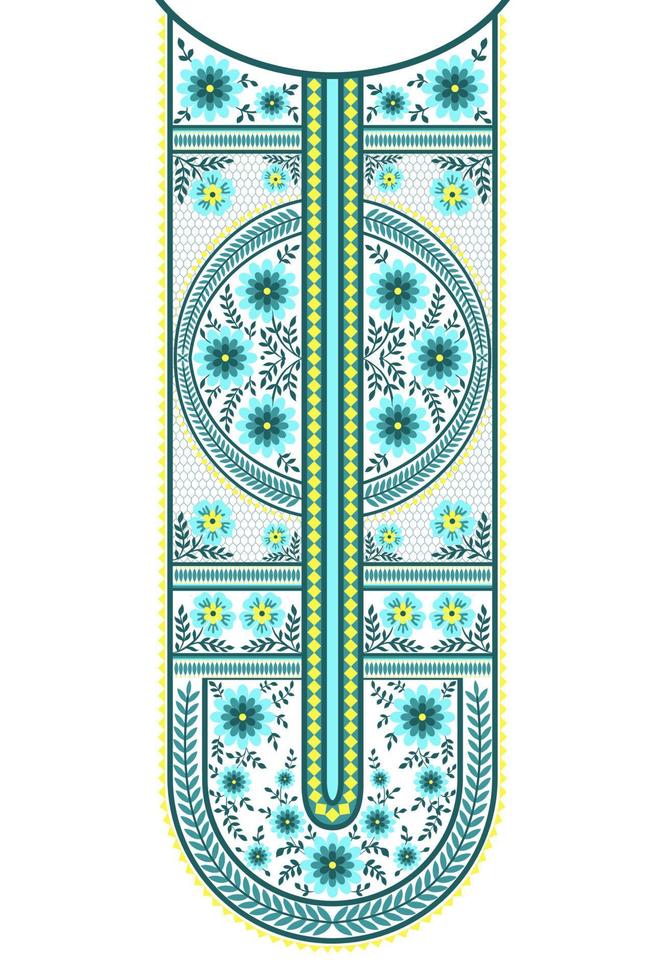 Ethnic Seamless borders and flower ornament, motif draws working illustration flowers and  ornament motif India design elements Neckline pattern or, repeat the floral texture vector