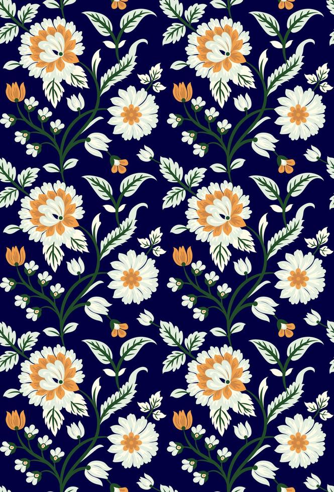 Botanical floral Seamless. Background Seamless Pattern Geometric Ethnic pattern design  for background, carpet, wallpaper, clothing, wrapping, Batik, fabric, printing textile illustration. vector