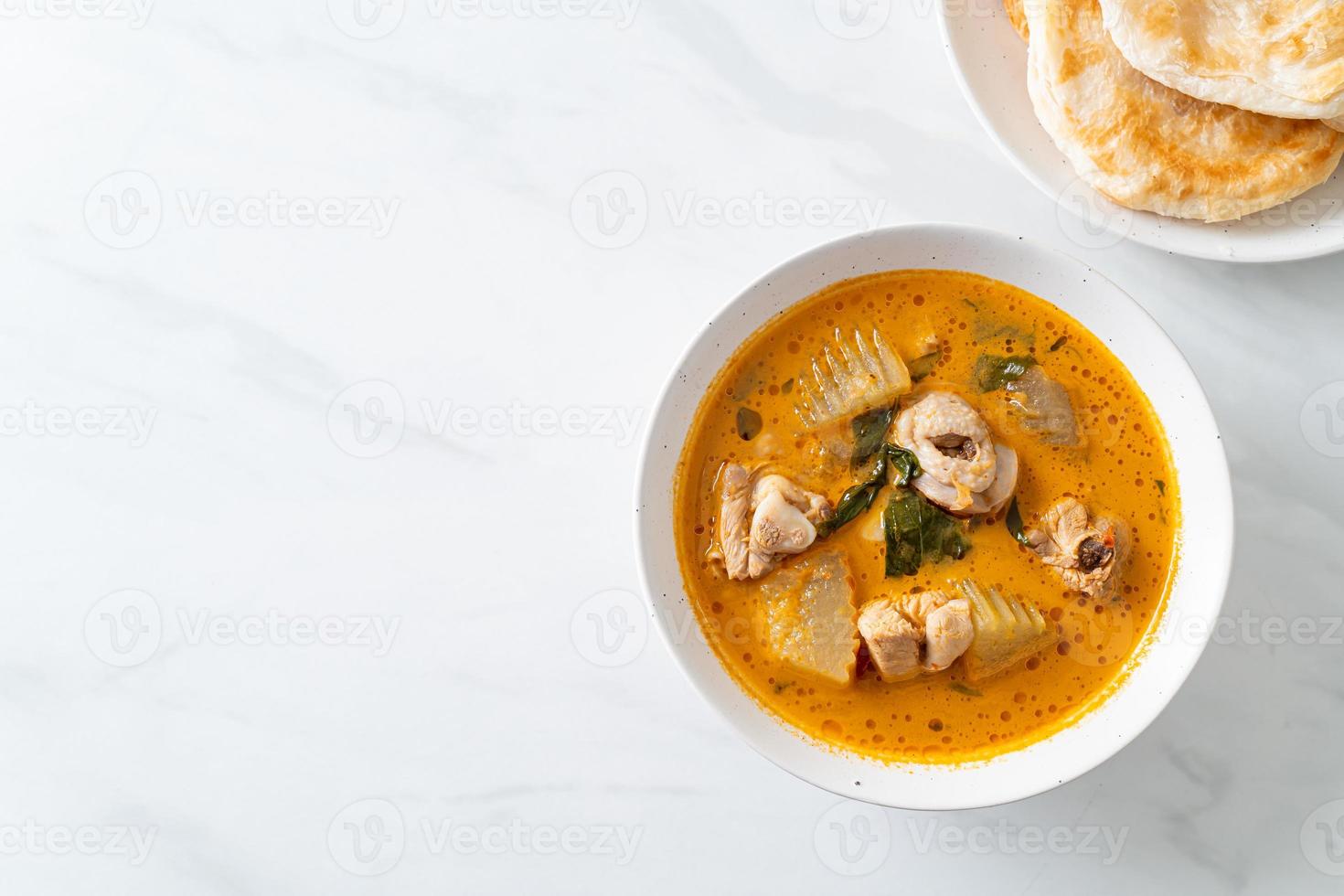 Chicken curry soup with roti photo