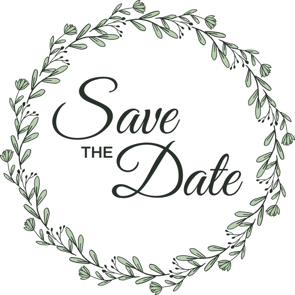spara de datum med de blommig krans skön design för bröllop inbjudan eller engagemang inbjudan png