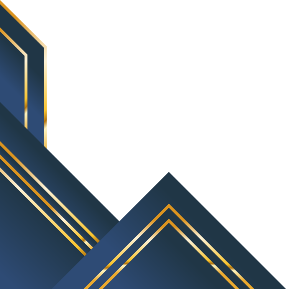 blauw goud modern hoek grens abstract decoratief kader png