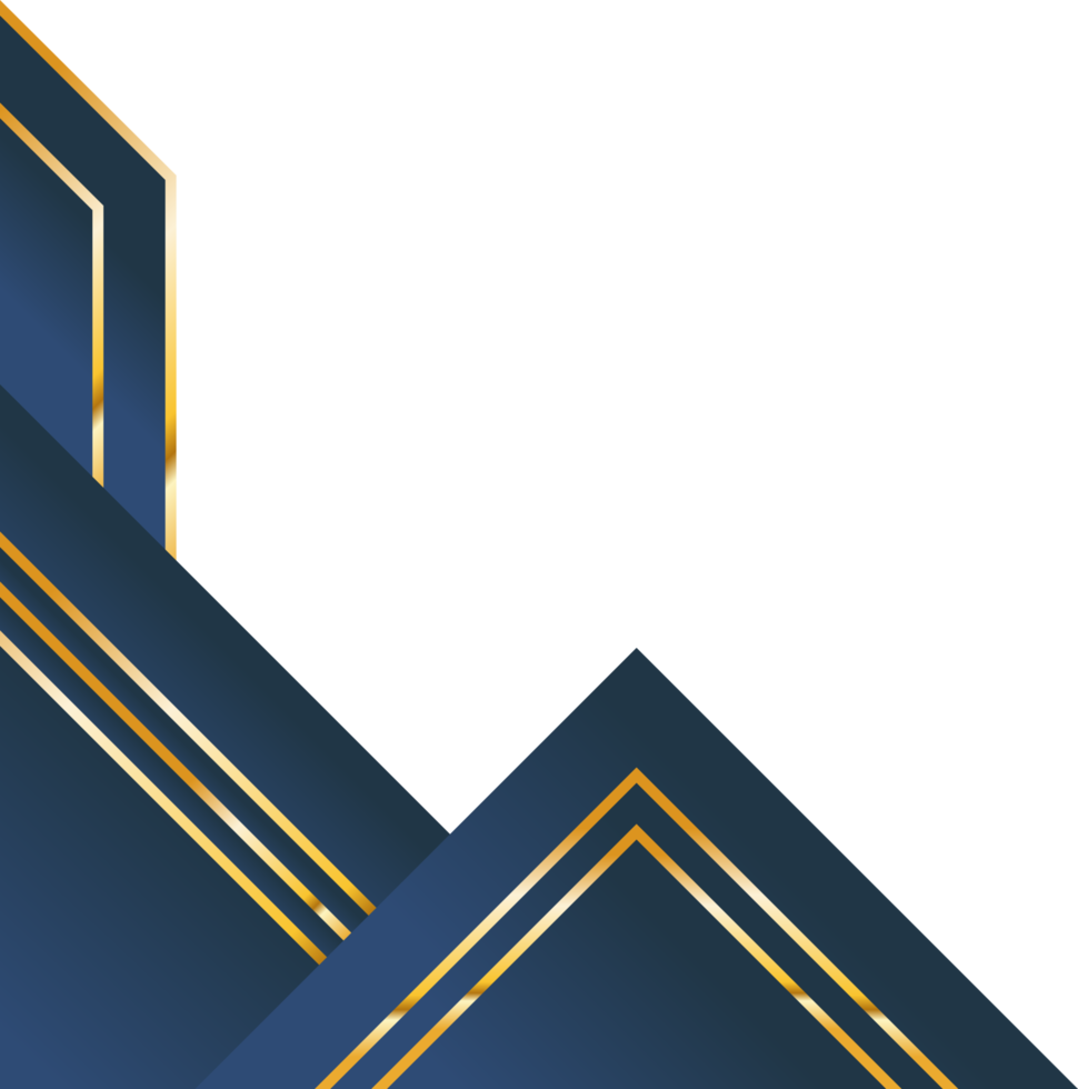 Blue gold modern corner border abstract decorative frame png