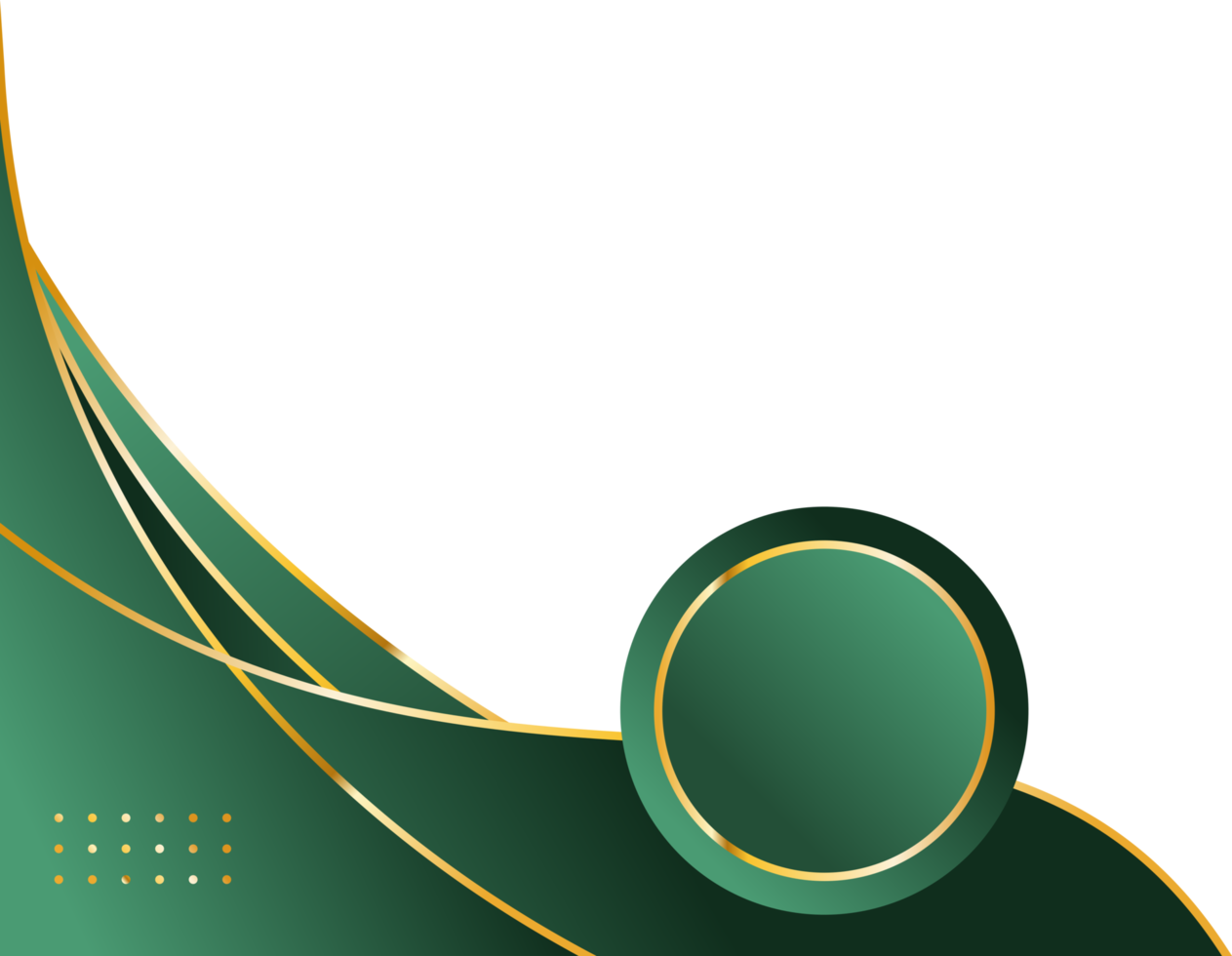 Green gold abstract curve border or gold corner border png