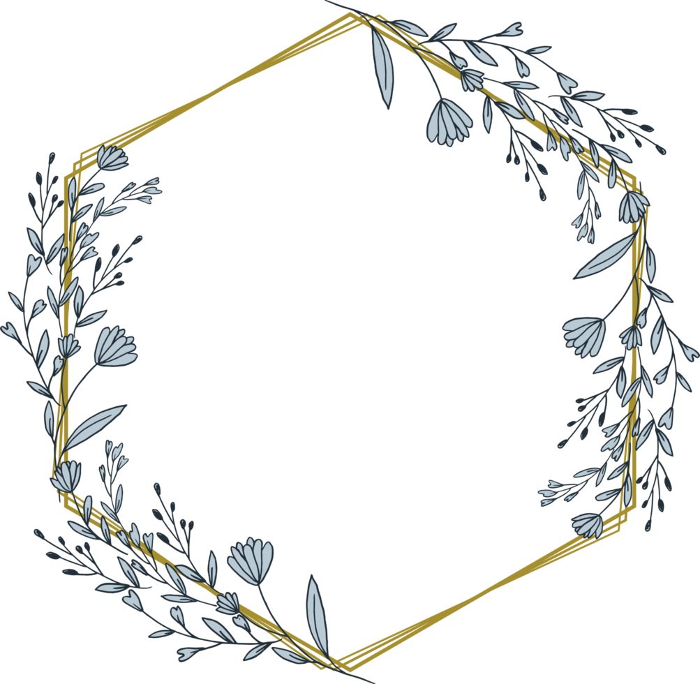 Gold Hexagon Rahmen minimalistisch Blumen- Kranz oder Hexagon Blumen- Rahmen png