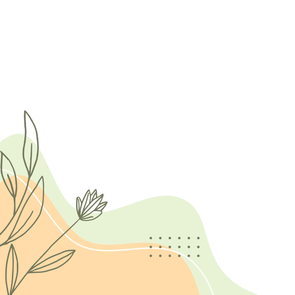 Abstract aesthetic shape corner border with hand drawn floral png