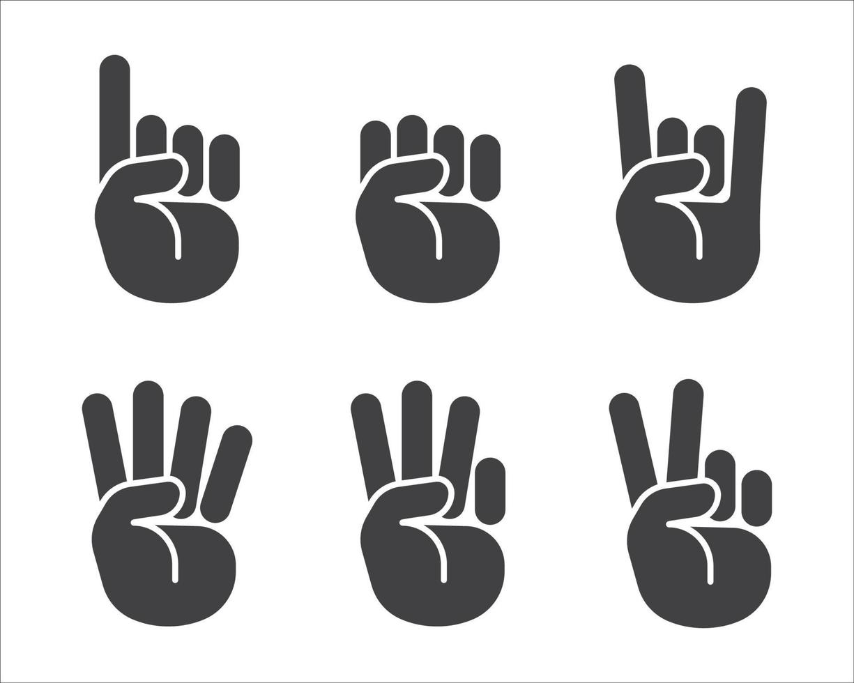 Hand gestures icon set. Hand geometric style icon. Hand sign language