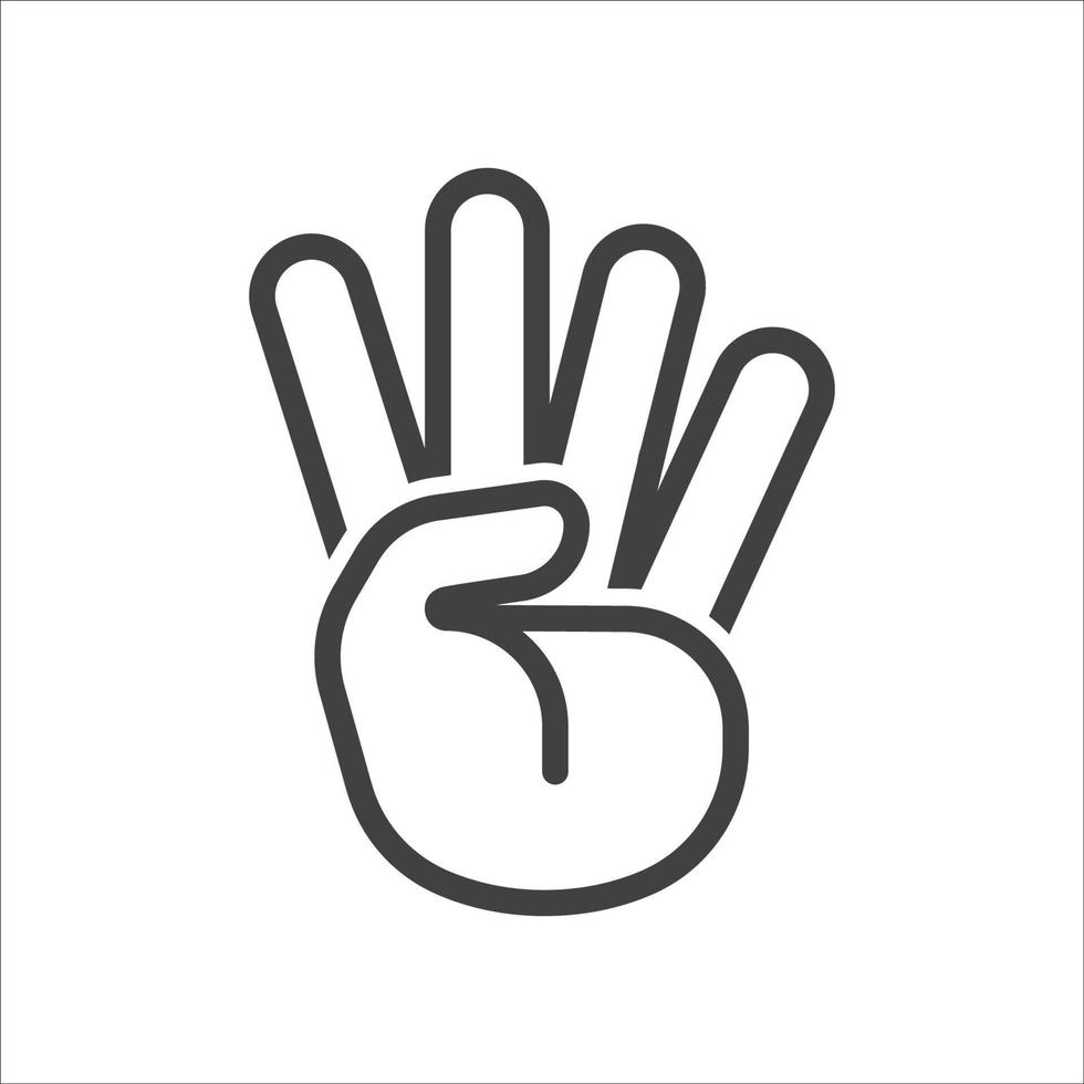 Hand symbol. Hand gesture linear icon. Hand geometric style icon. Hand sign language icon. Vector illustration