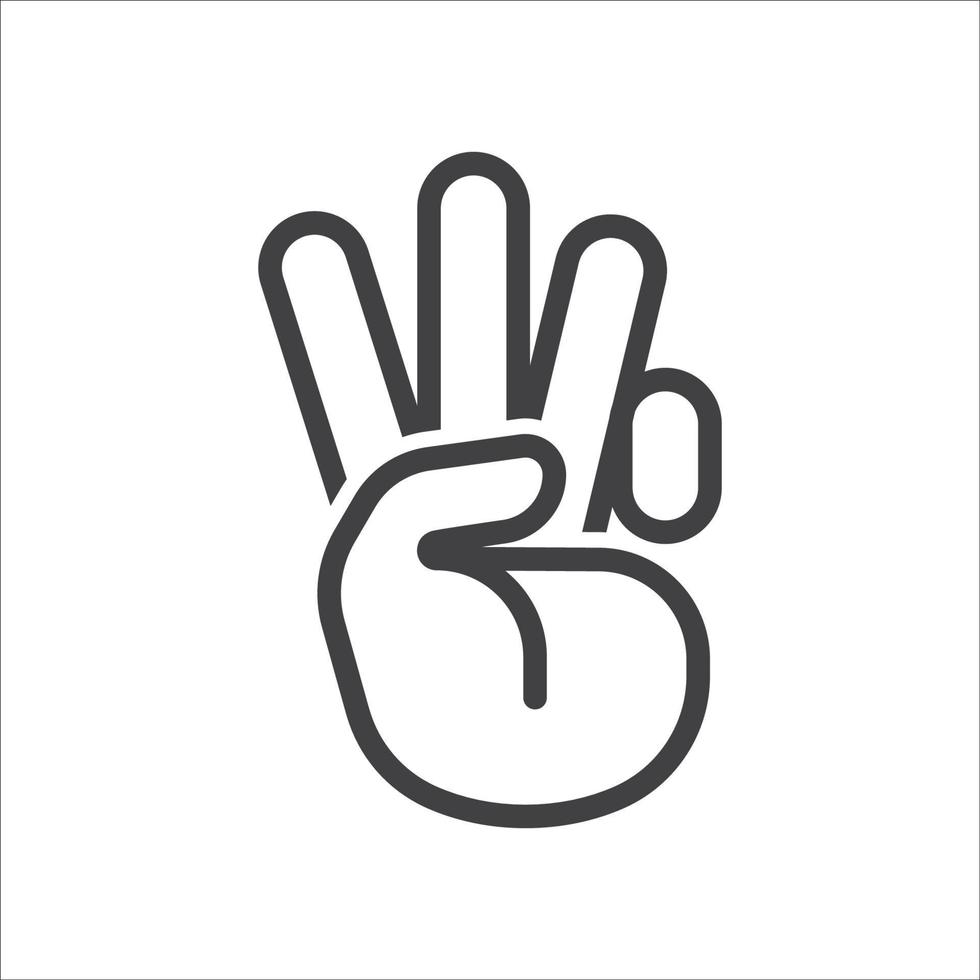 Hand symbol. Hand gesture linear icon. Hand geometric style icon. Hand sign language icon. Vector illustration