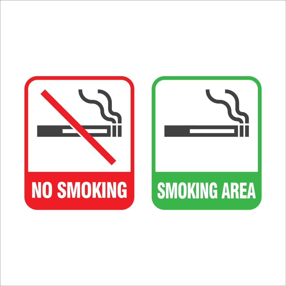 No smoking and Smoking area labels. Smoking design sign element. Vector illustration