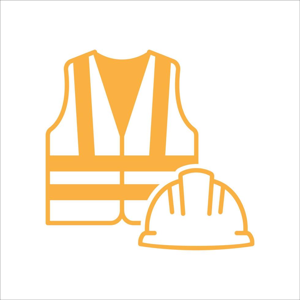 Construction icon. Safety Helmet with safety vest Vector icon Design. Safety man logo vector. Vector illustration