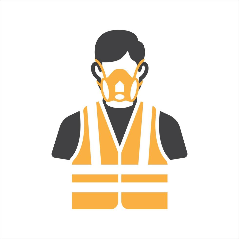 Construction Worker Icon vector. Safety icon Avatar With respirator mask and safety vest. Builder man icon. vector illustration