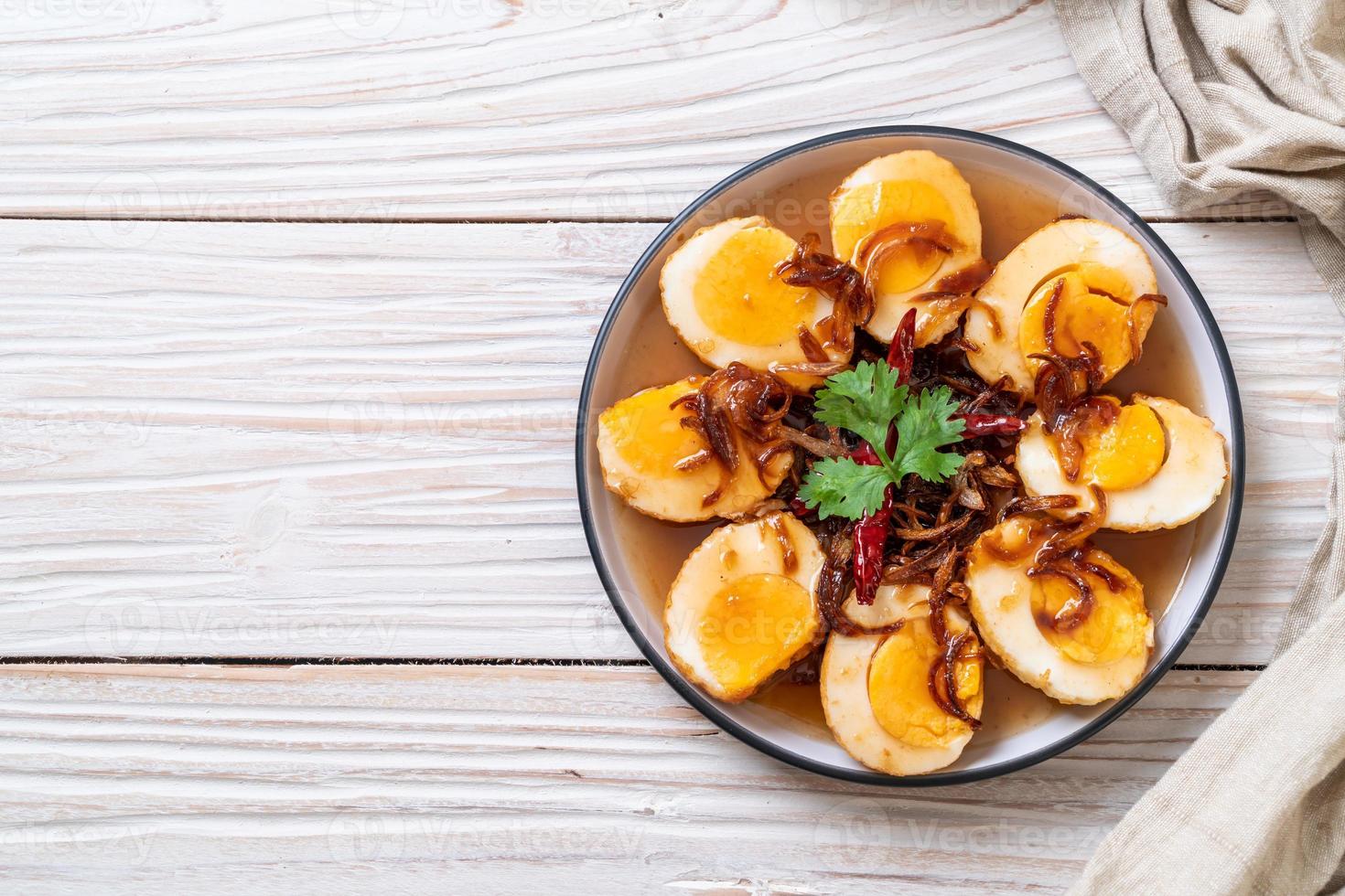 Fried Boiled Egg with Tamarind Sauce photo
