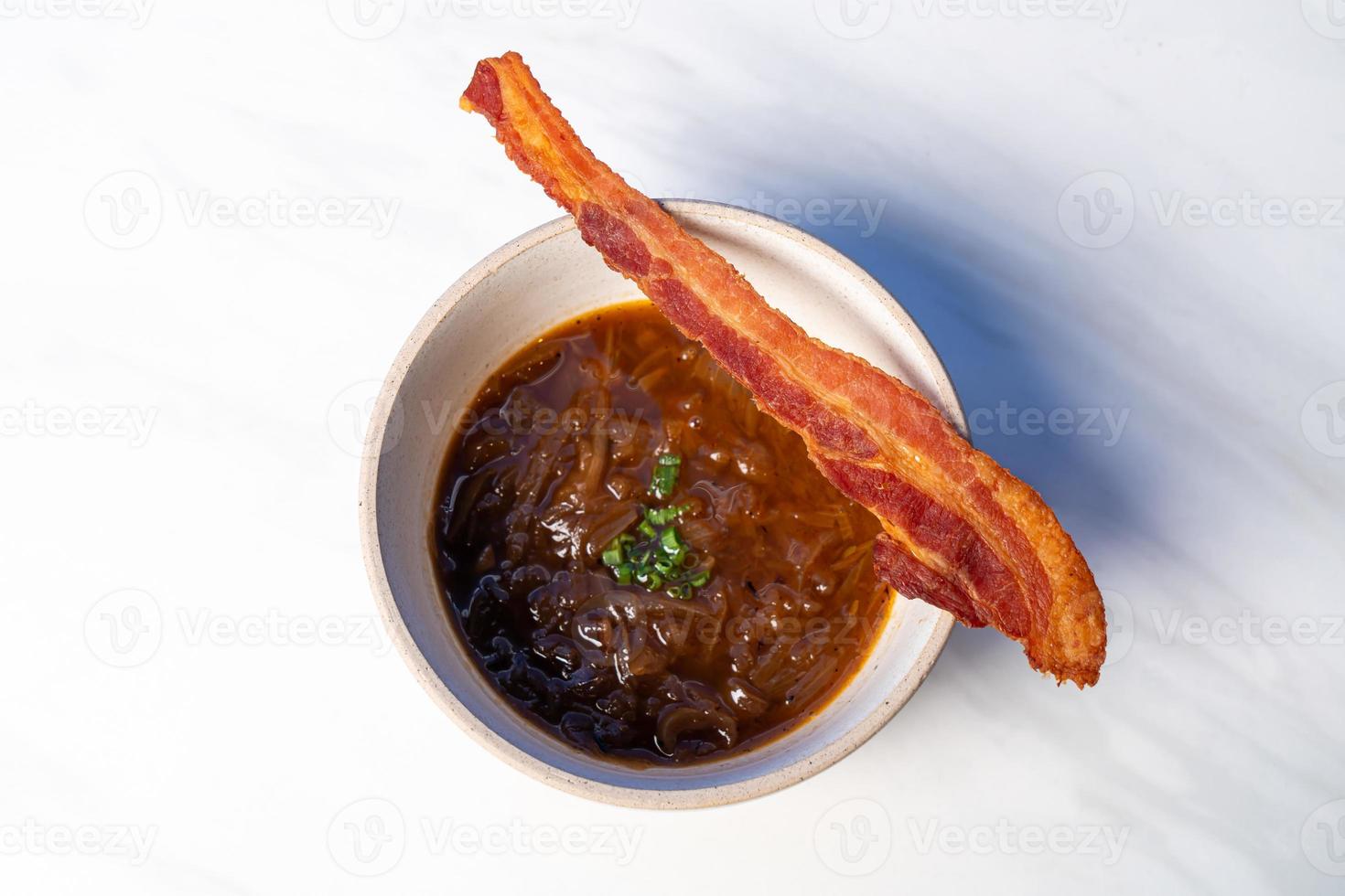 onion bacon french soup bowl photo