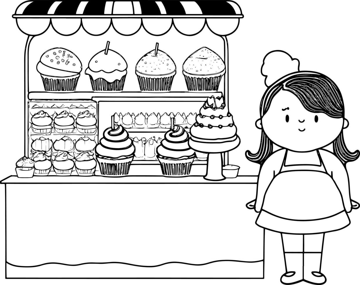 cute cartoon Sweet Bakery Owner Illustration graphic  vector