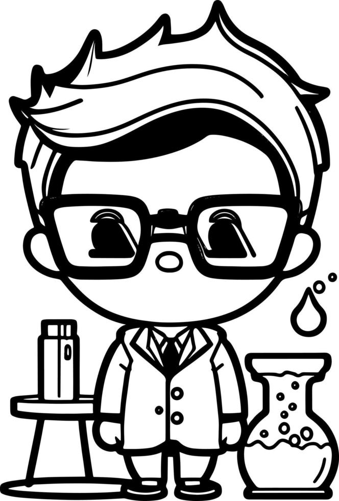 cute cartoon scientist Illustration vector graphic