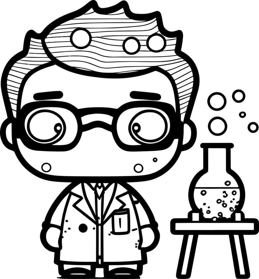 cute cartoon scientist Illustration vector graphic