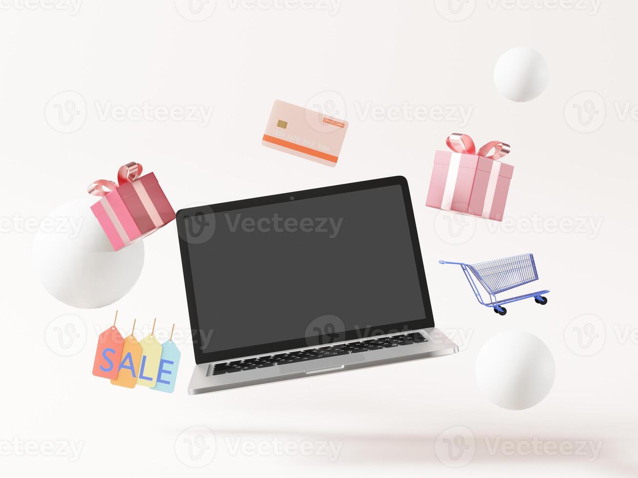 Blank Laptop with decoration photo