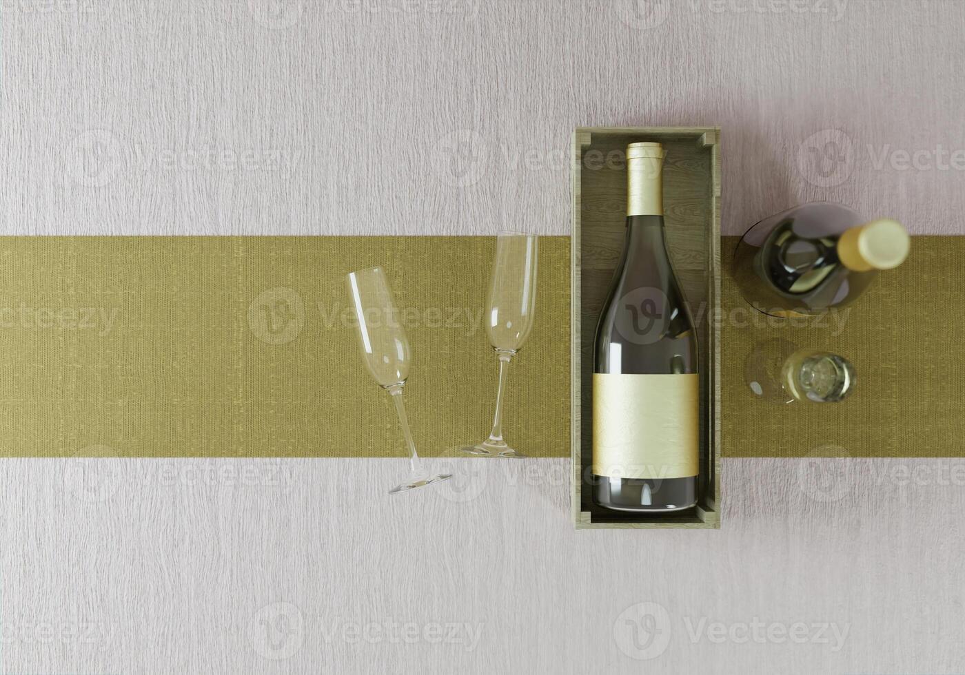 wine bottle template with glass of wine photo