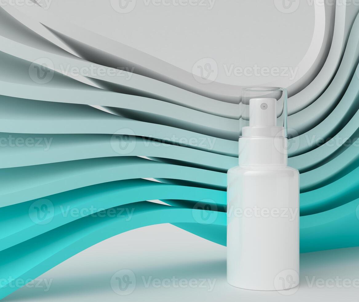 skin care products decorated with patterns on color background photo