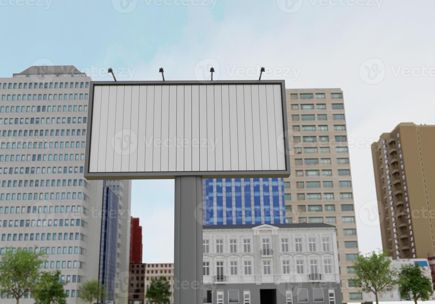 3D mockup blank flip billboard in downtown rendering photo