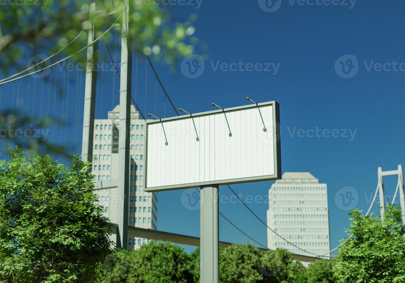 3D mockup blank flip billboard in downtown rendering photo