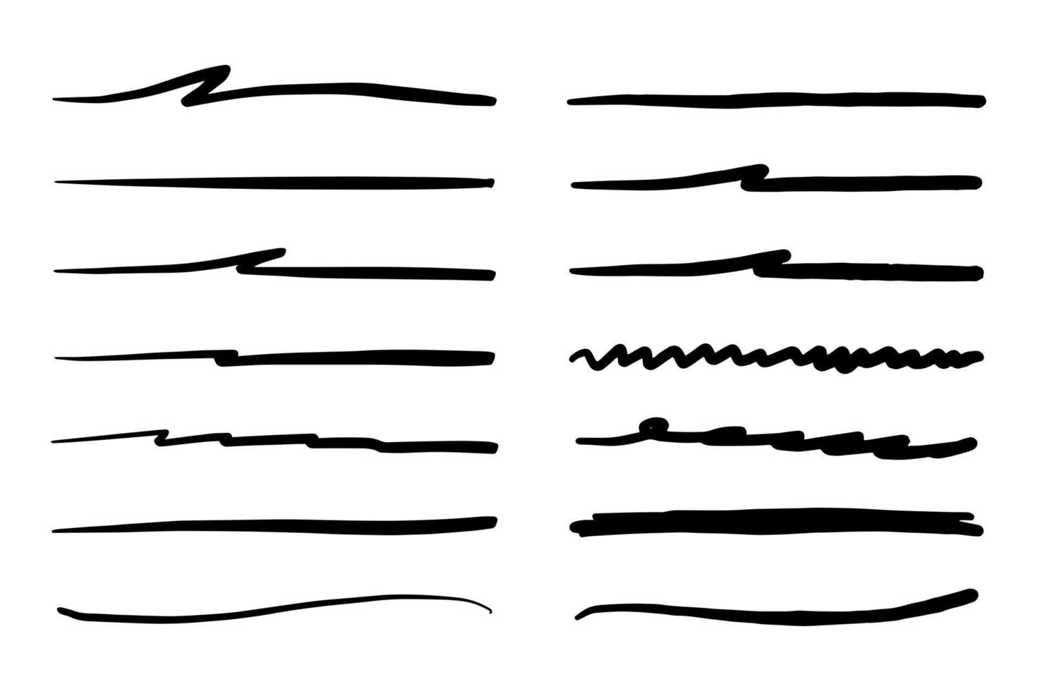 Vector set of hand drawn underline.