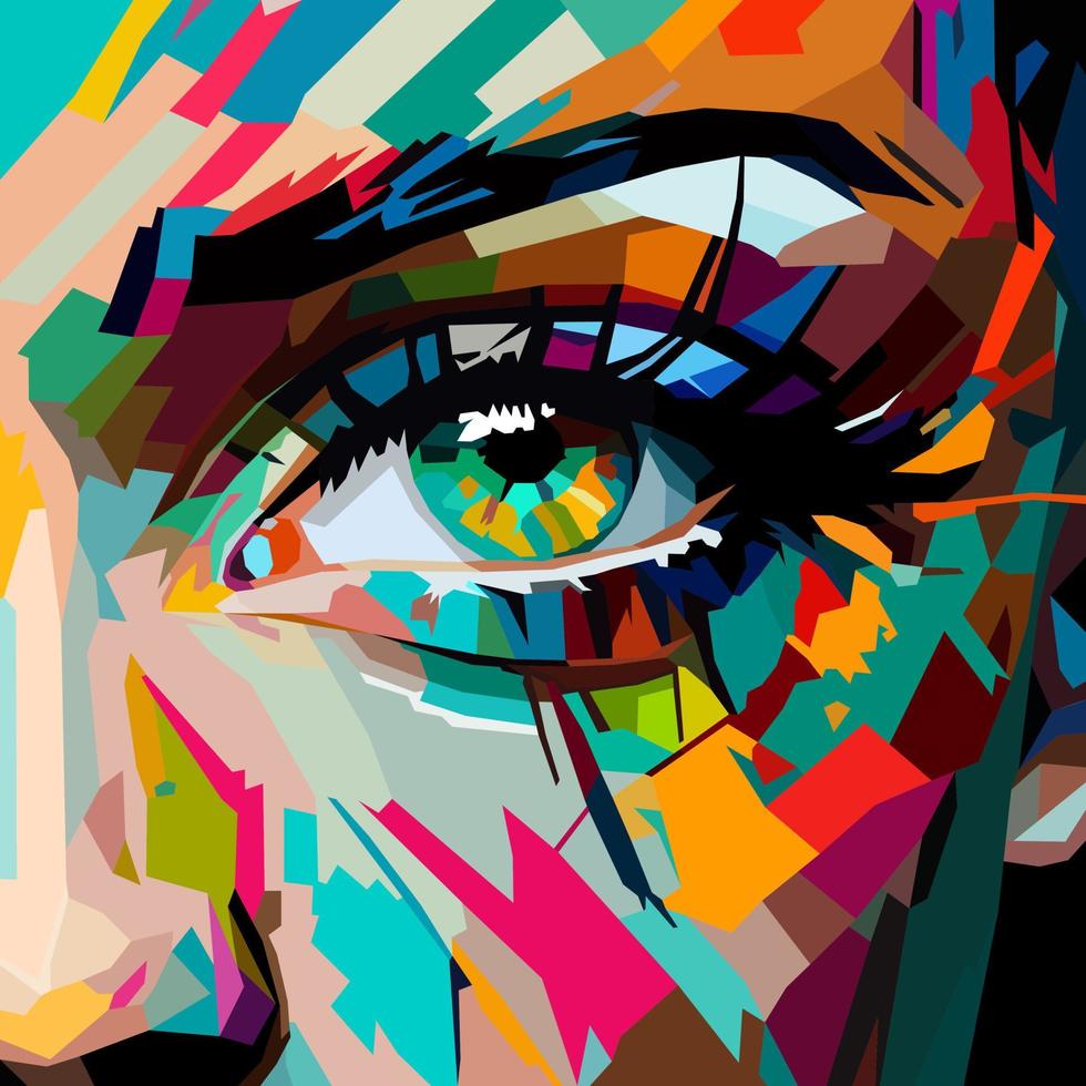 hermosa ojos dibujado utilizando wpap Arte estilo, popular arte, vector ilustración.
