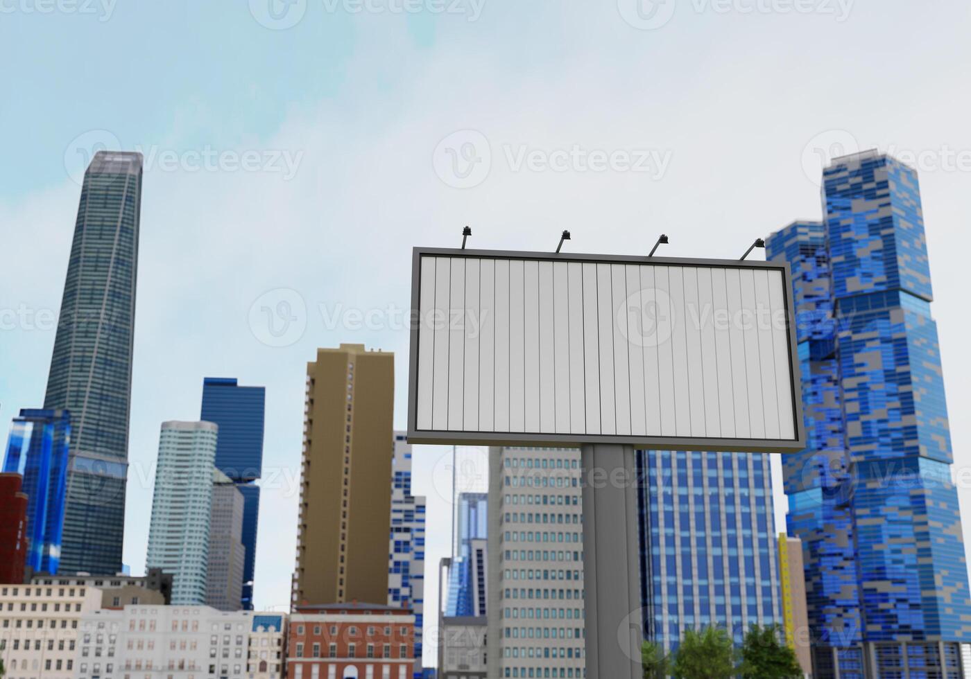 3D mockup blank billboard in downtown rendering photo