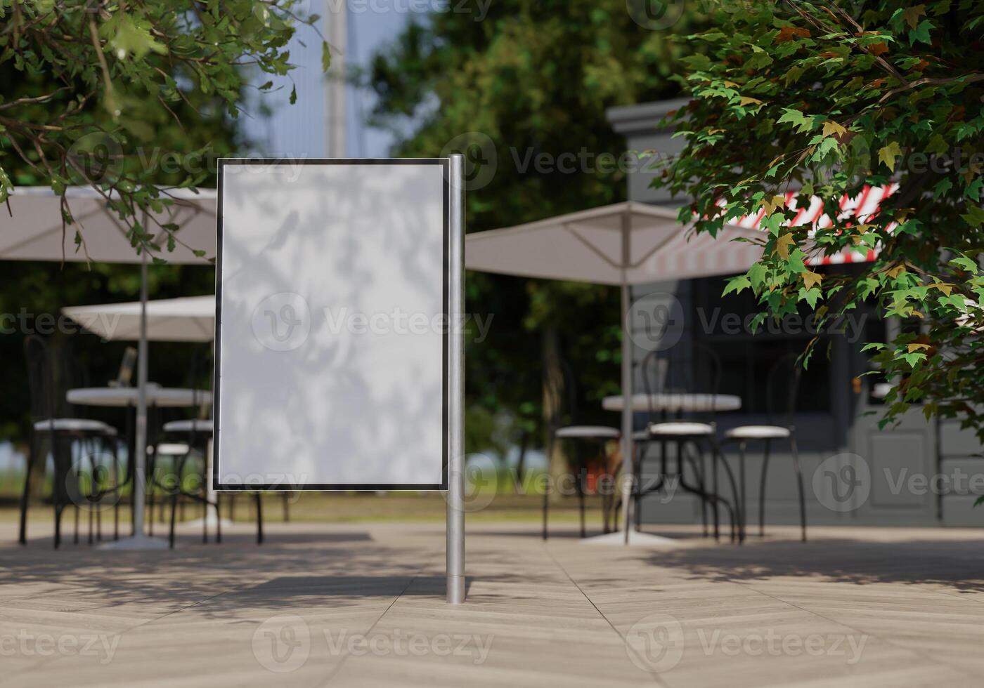 3D mockup blank billboard in downtown rendering photo
