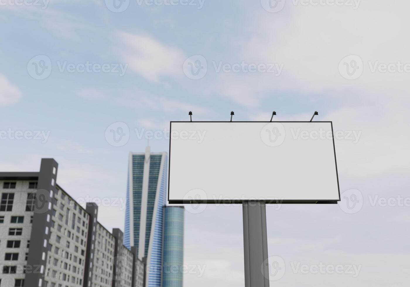 3D mockup blank billboard in downtown rendering photo