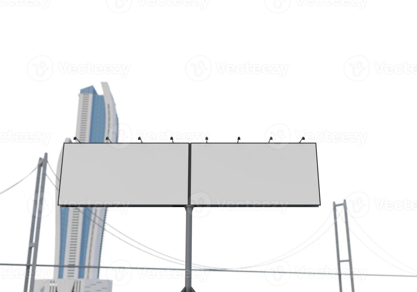 3D mockup blank billboard in downtown rendering photo