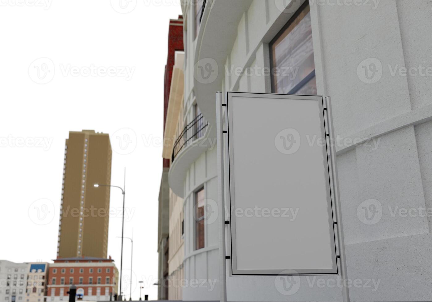 3D mockup blank billboard in downtown rendering photo