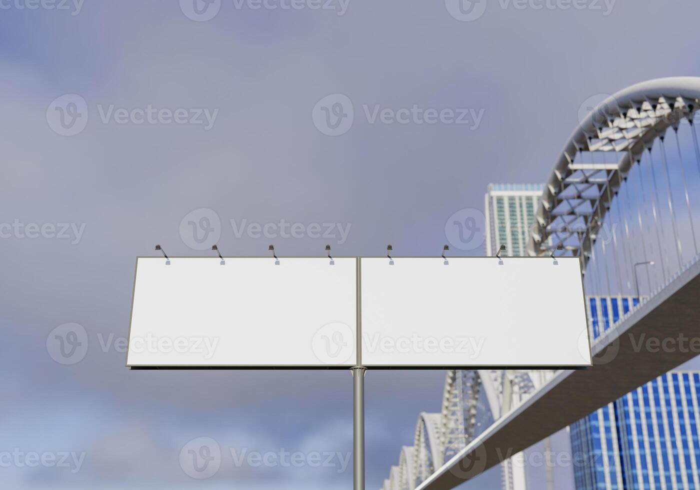3D mockup blank billboard in downtown rendering photo