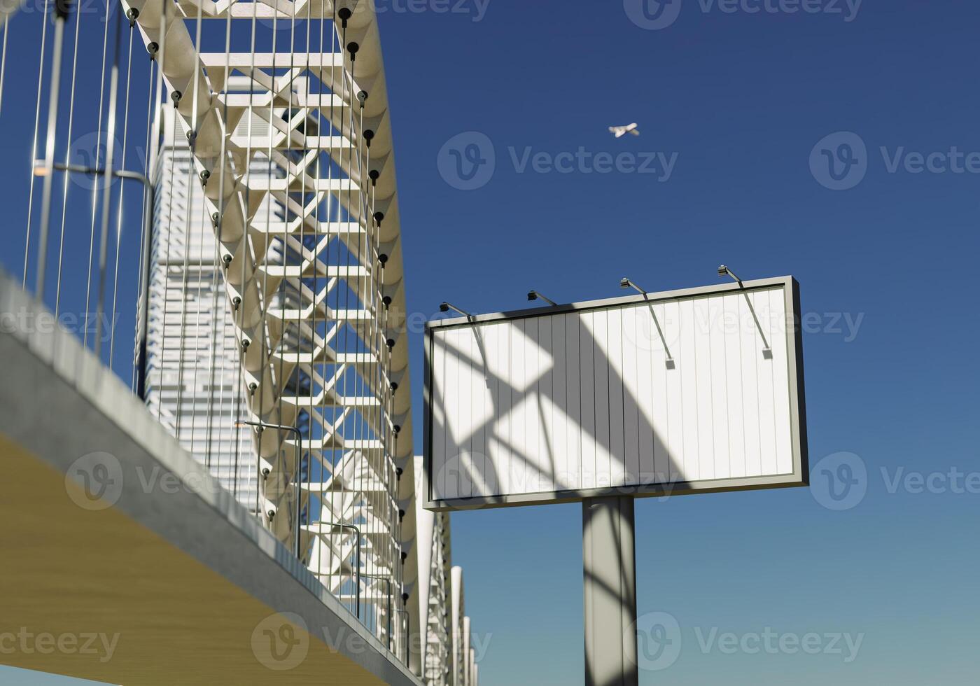 3D mockup blank flip billboard in downtown rendering photo