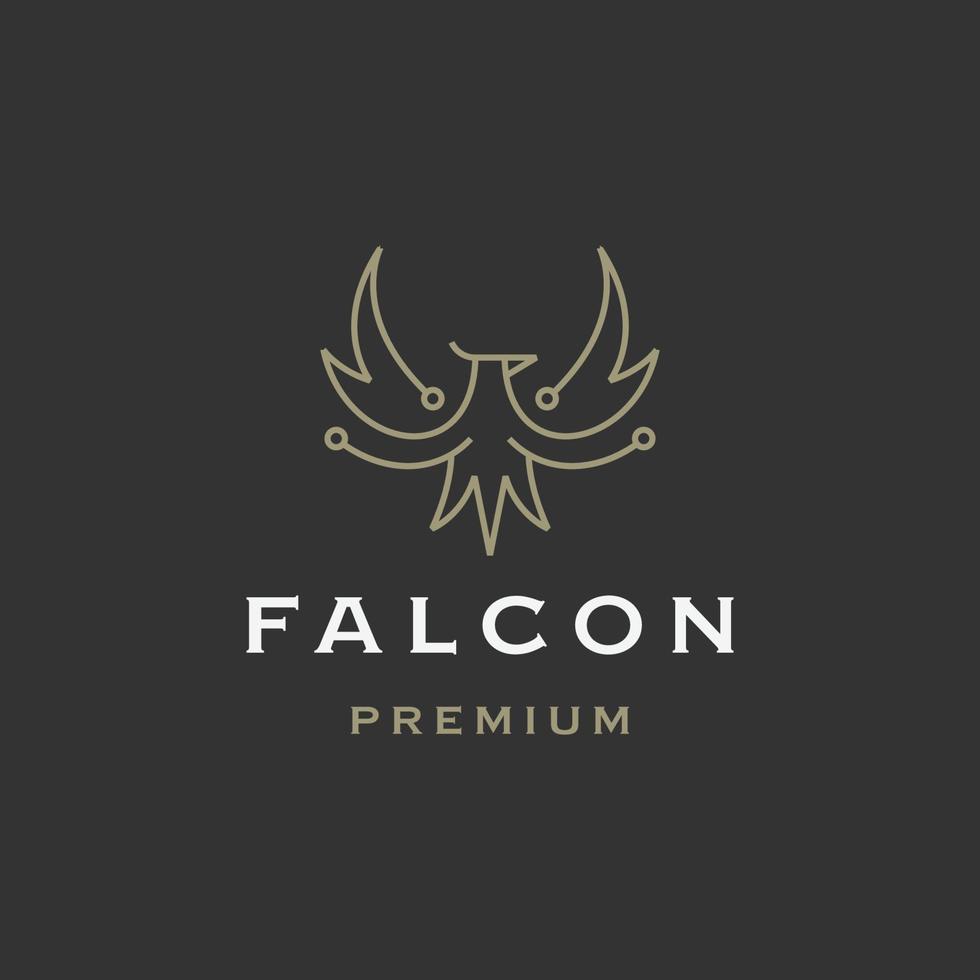 Falcon line art logo design template flat vector