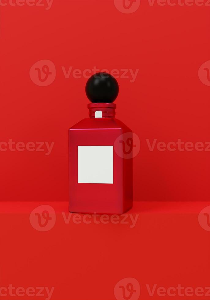A mock up of realistic blank cosmetic tube isolated on red background, 3d rendering , 3D illustration photo