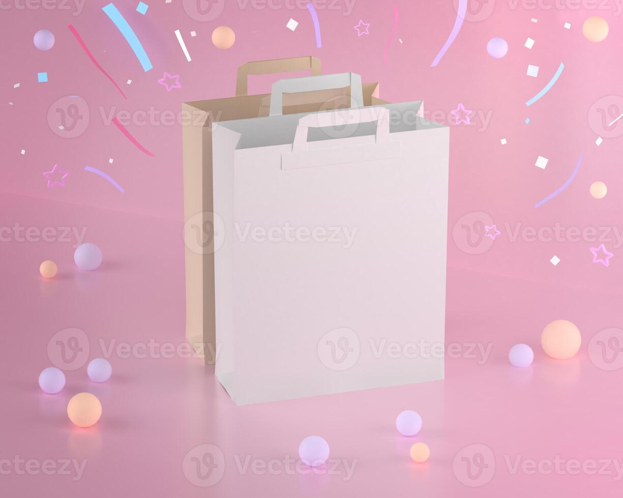 Bags for shopping on a colored background paper bags for shopping photo