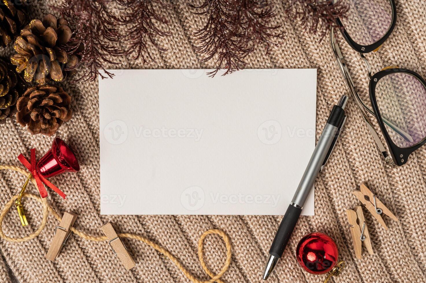 Greeting cards and blank envelopes with decorations photo