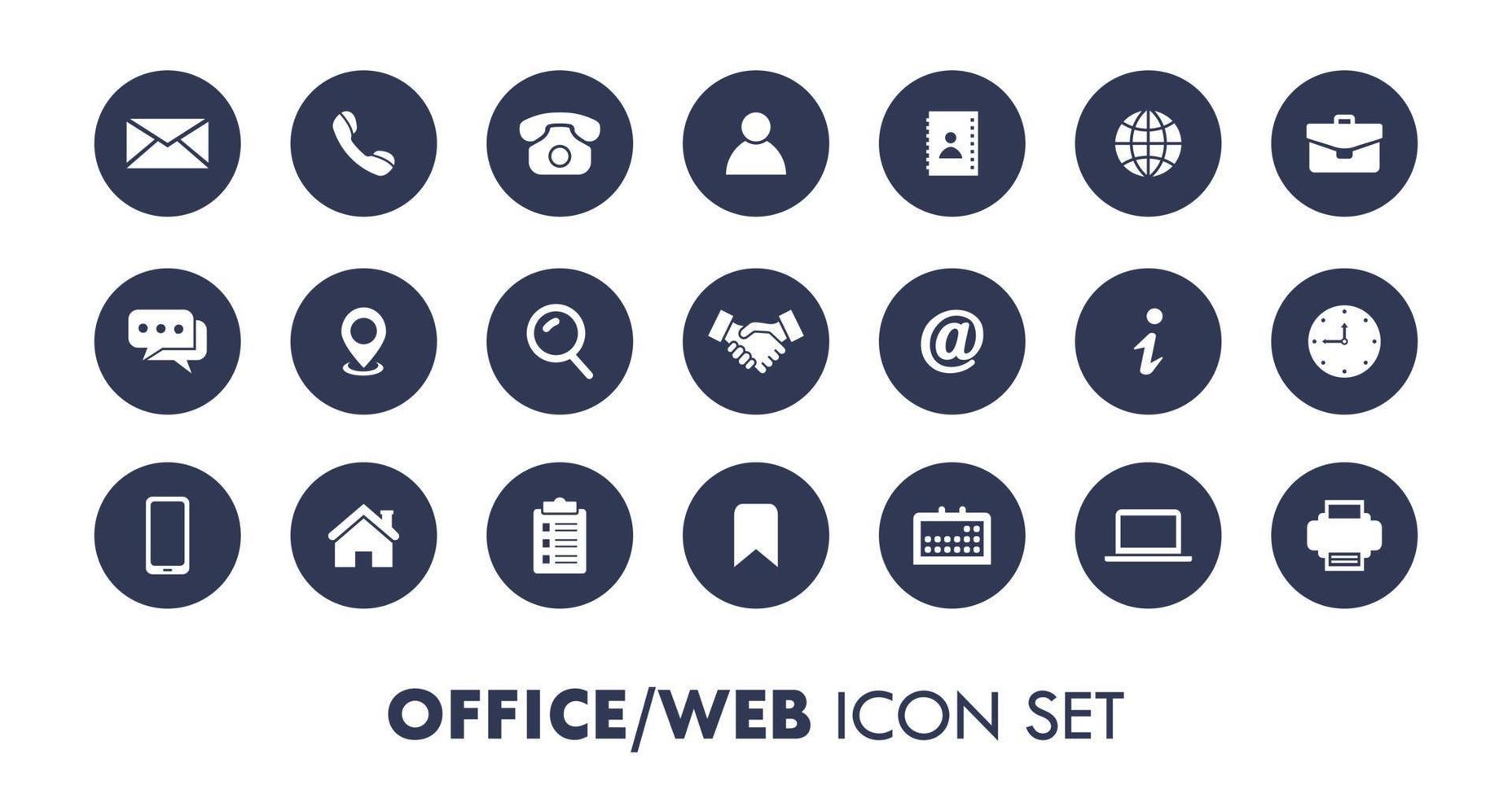 Circular Office Web Essential Vector Icon Collection