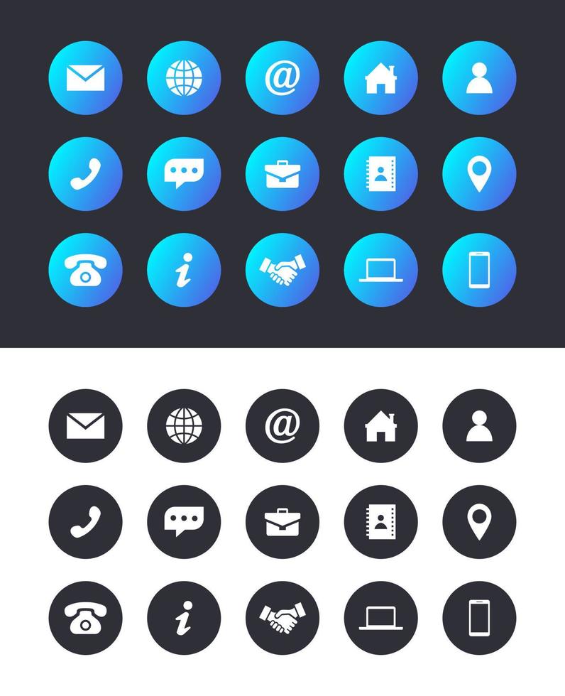 Blue Circular Flat Business Network Vector Icon Set