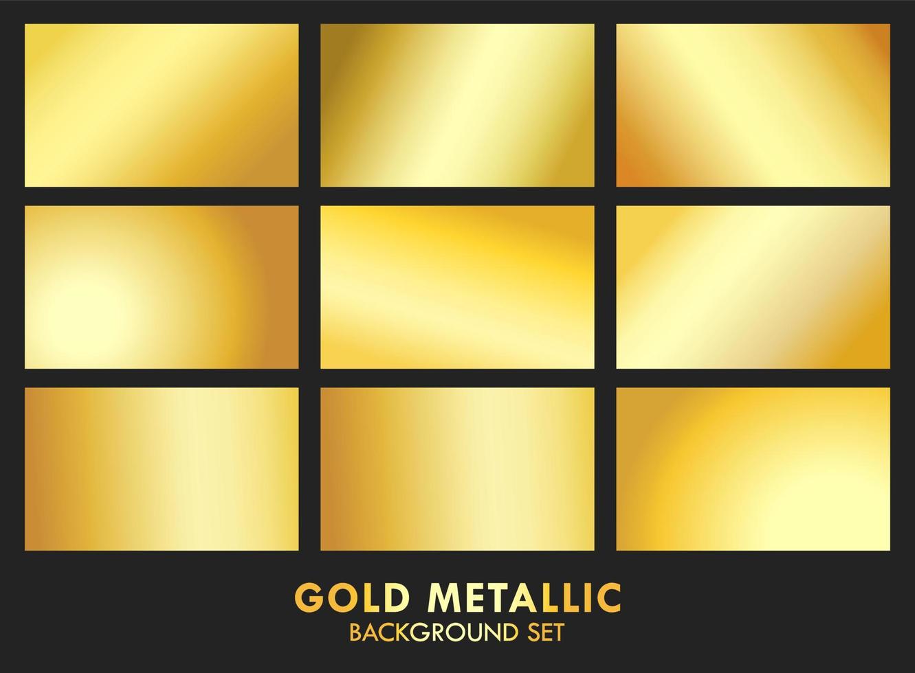 Gold Metallic Gradient Background Set Vector Illustration