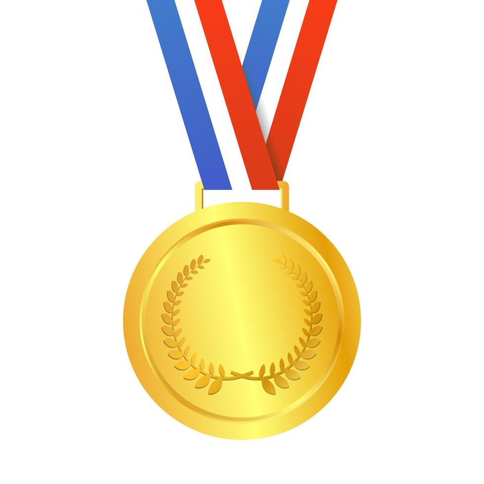 realista oro medalla laurel guirnalda aislado vector ilustración
