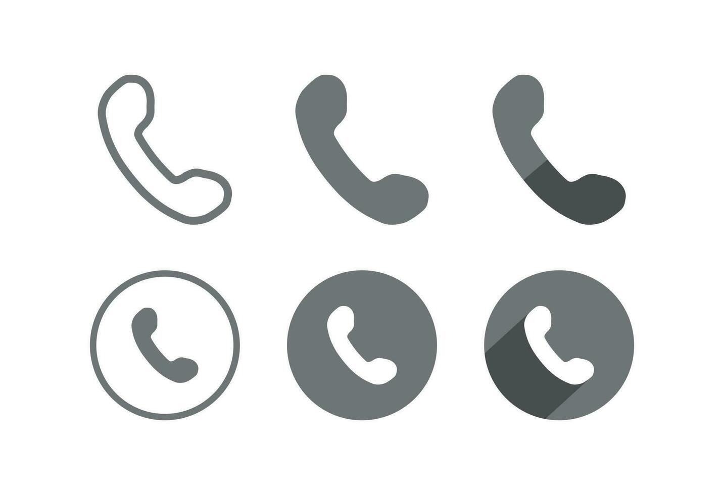 Calling Phone Flat Circular Line Vector Icon Set