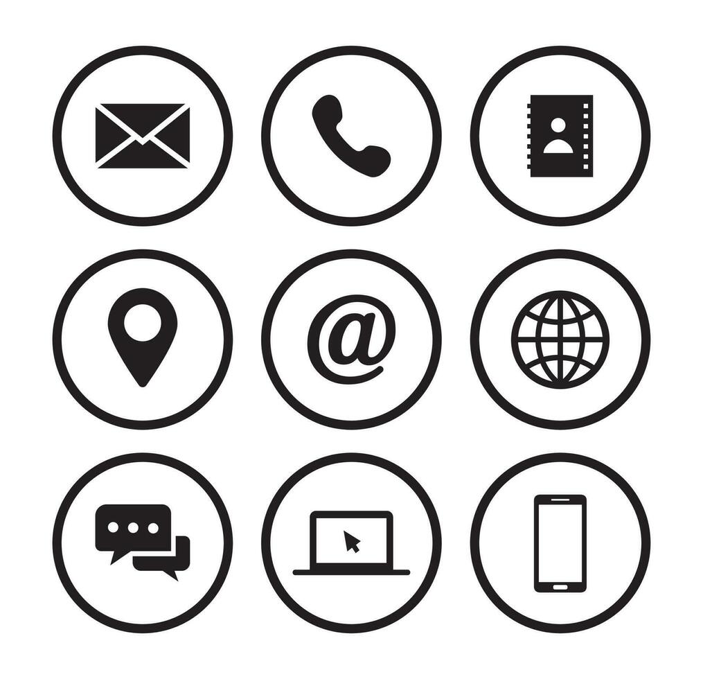 Business Office Circular Line Vector Icon Set