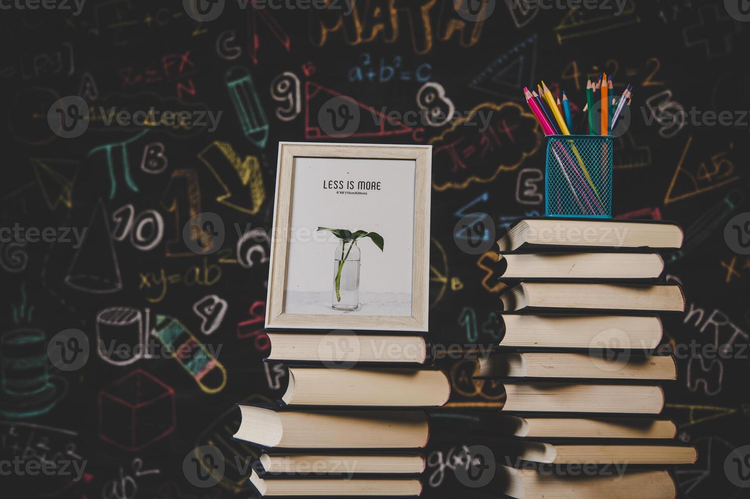 photo book with black board background