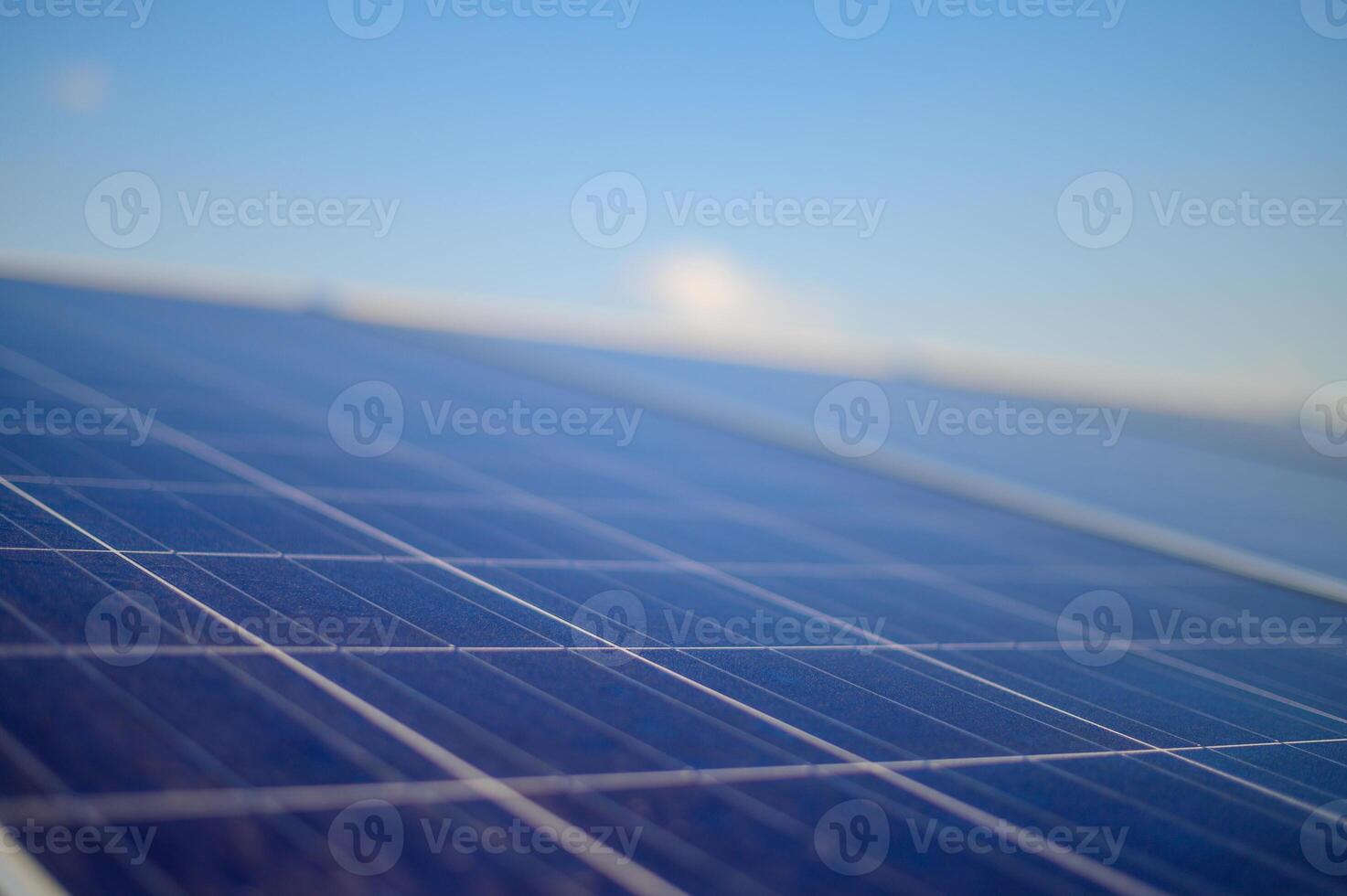 Close up and selective focus on Mono-crystalline solar cells photo
