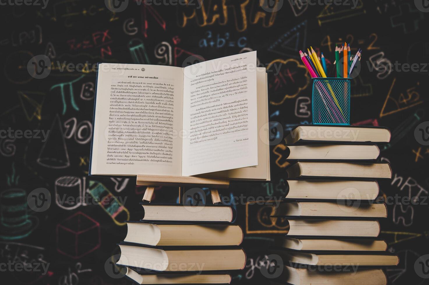 photo book with black board background